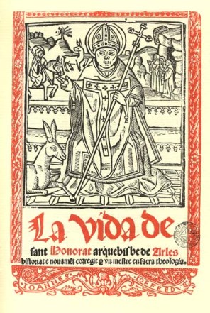아를의 성 호노라토_Woodcut_photo from La vida de sant Honorat arquebisbe de Arles.jpg